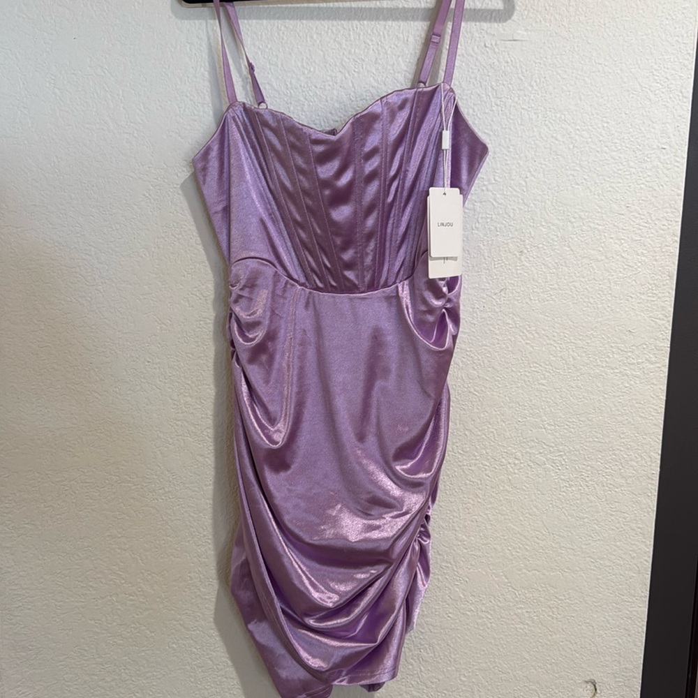 Windsor purple satin min dress